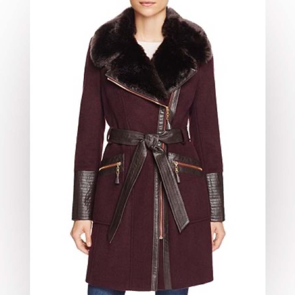 Via Spiga belted faux fur sz 4 worn once